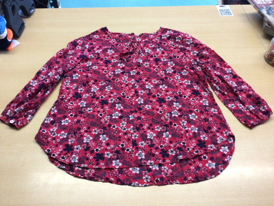 Bluse 42 Rot mit Blumenmuster