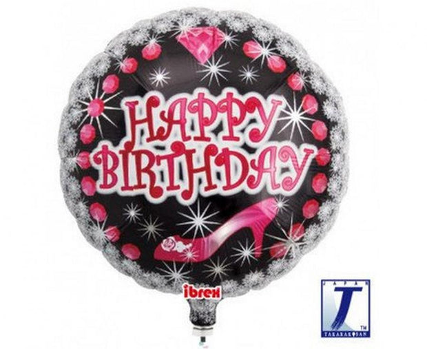 Folienballon "Happy Birthday" – Heel & Diamond – 35 cm