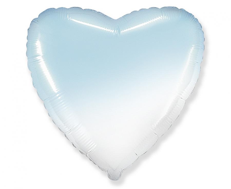 Folienballon Herz LOVE ca. 45cm  – weiss-blau Farbverlauf
