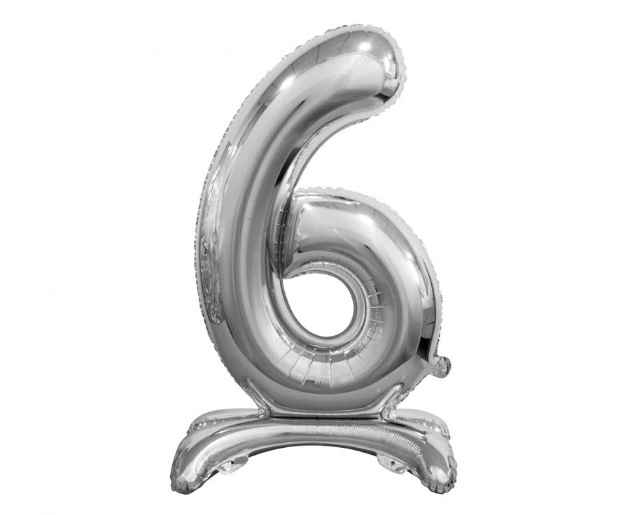 B&C Stehballon aus Folie, Nummer 6, silber, 74 cm