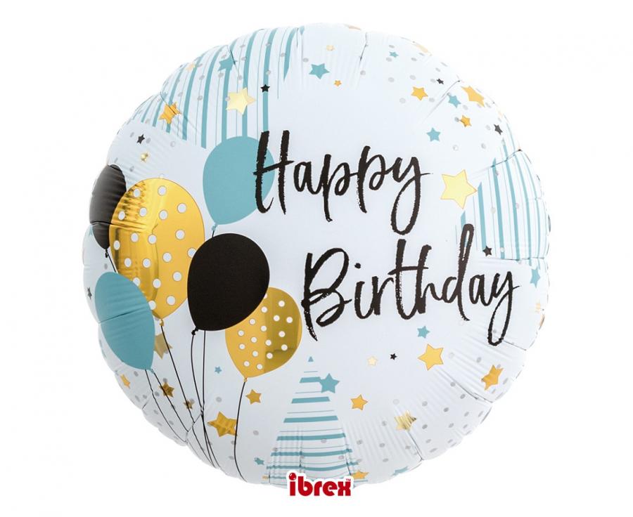 Happy Birthday Heliumballon Rund 14" (ca. 35 cm)
