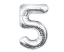 Folienballon Nummer 5, silber, 85 cm