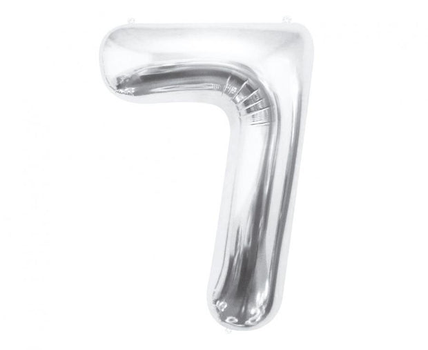 Folienballon Nummer 7, silber, 85 cm