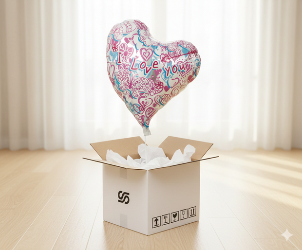 Premium Folienballon "I Love You" – Herzen &amp; Schmetterlinge – 36 cm