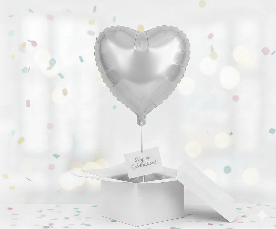 Folienballon Herz Love ca. 35 cm – Metallic silber