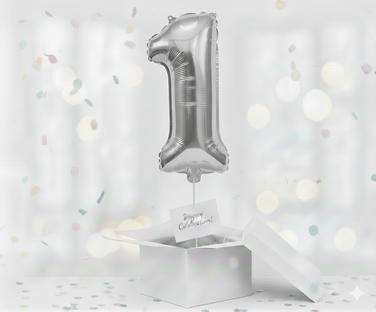 Folienballon Nummer 1, silber, 85 cm