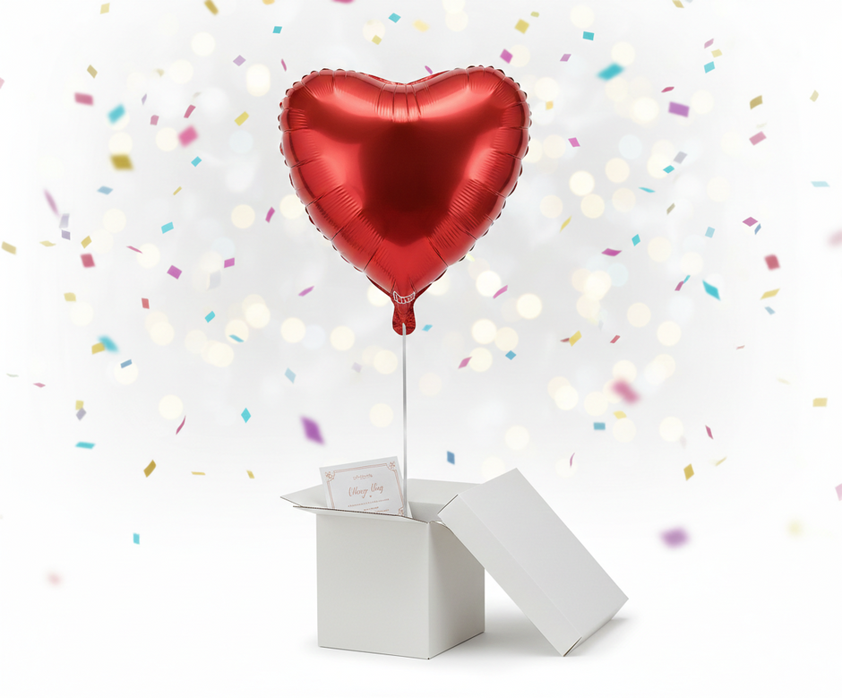 Folienballon Herz asymetrisch Love ca. 35 cm – Metallic Rot