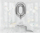 Folienballon Nummer 0, silber, 85 cm