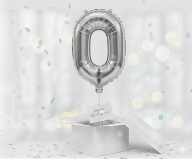 Folienballon Nummer 0, silber, 85 cm
