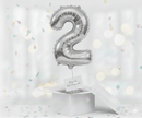 Folienballon Nummer 2, silber, 85 cm