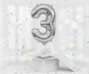 Folienballon Nummer 3, silber, 85 cm