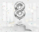Folienballon Nummer 8, silber, 85 cm