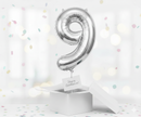 Folienballon Nummer 9, silber, 85 cm
