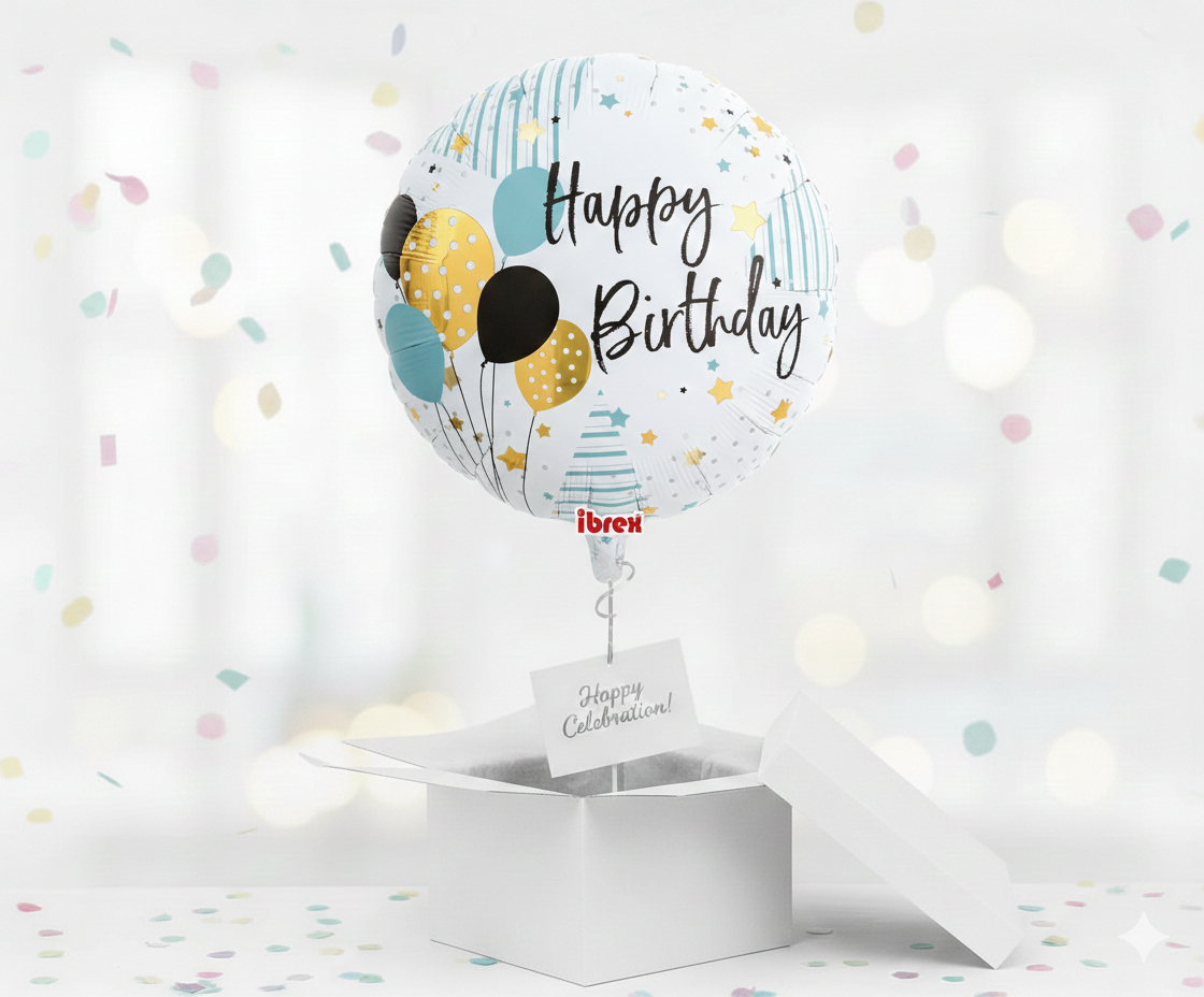 Happy Birthday Heliumballon Rund 14