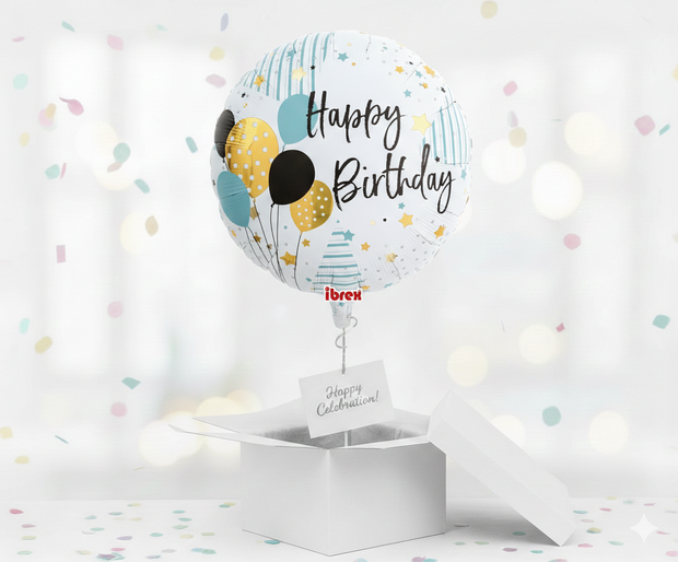 Happy Birthday Heliumballon Rund 14" (ca. 35 cm)